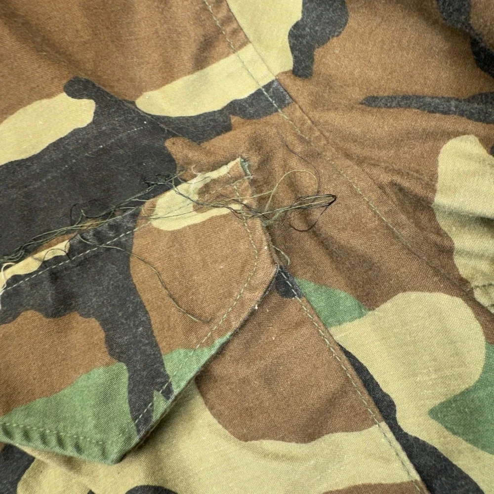 Vintage US Army Field M65 Jacket Mens Medium Short Camo Military Coat Woodland